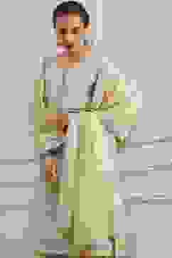 Natural White Chanderi Embroidered Straight Suit Set image number 7