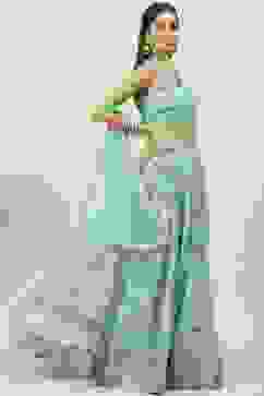 Sea Green Cotton Blend Lehenga Set image number 6