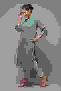 Fern Green Acrylic Straight Yarndyed Kurta image number 3