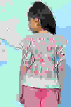 Peach Cotton A-Line Printed Top image number 4