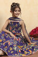 Purple Cotton Printed Tiered Lehenga Set image number 7