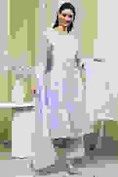 Blue Embroidered Kalidar Suit Set image number 5