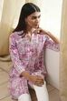 Pink Printed Straight Short Kurta image number 6