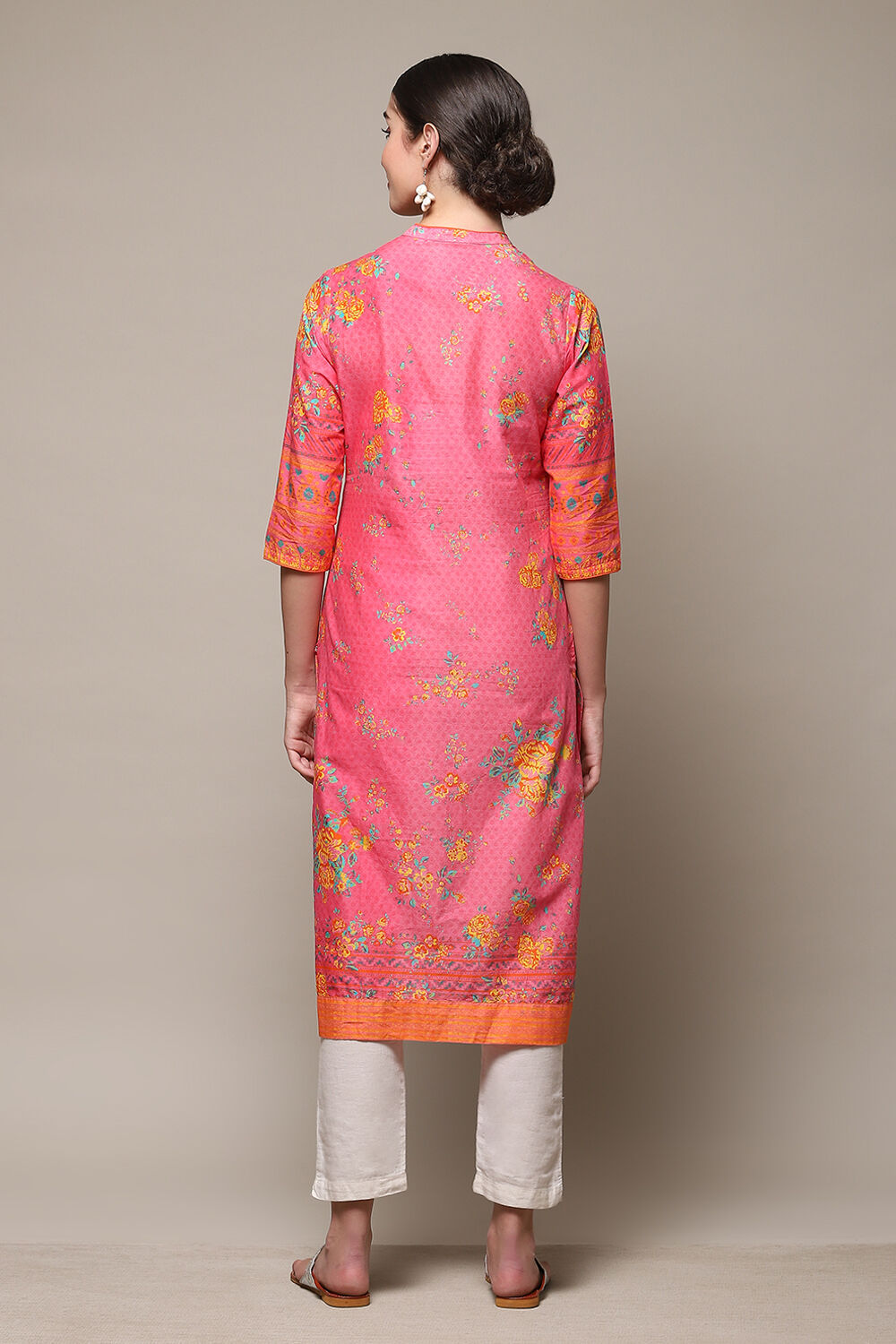 Green Cotton Straight Printed Kurta image number 4