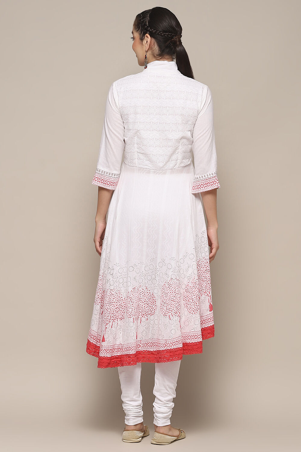 Turquoise Cotton Anarkali Solid Kurta Churidar Suit Set image number 5