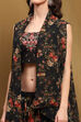 Black Georgette Floral Printed Flared Lehenga Set image number 1