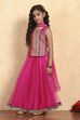 Pink Polyester Yarndyed Fitted Lehenga Set image number 3