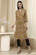 Mustard Yellow Cotton Printed Straight Kurta image number 0