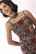 Blue & Red Cotton Floral Back Tie-Up Kurti image number 1