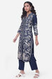 Blue Viscose Silk Straight Kurta Regular Pant Suit Set image number 1