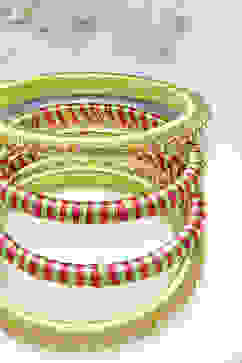 Rani Pink & Parrot Green Plastic Thread Kids Bangles image number 1