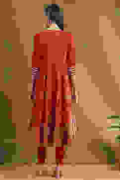 Red Floral Printed Festive Anarkali Suit Set image number 4