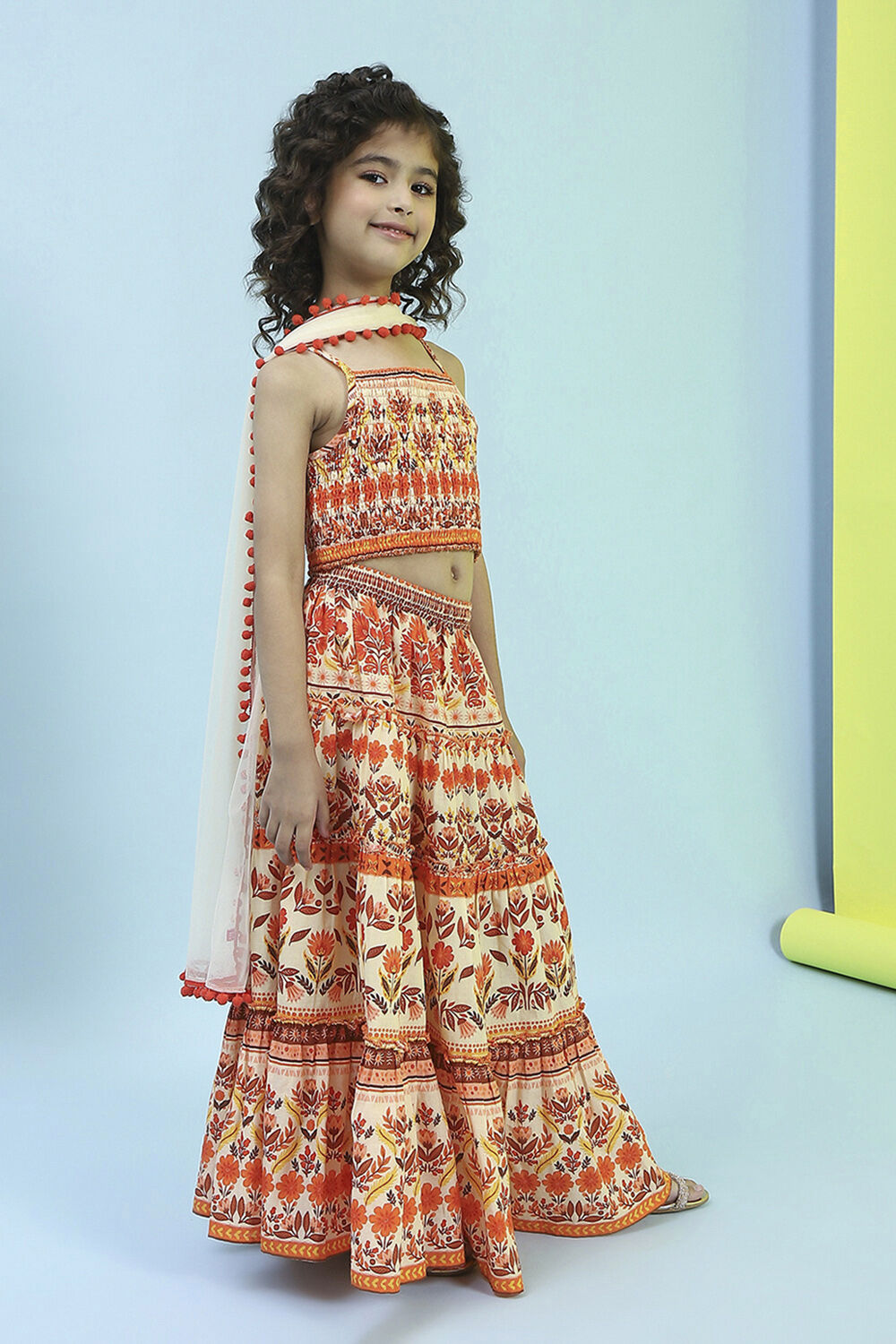 Multi-Colored Cotton Lehenga Set image number 5