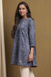 Ink Blue Knitted Block-Print Winter wear Short Kurta image number 2
