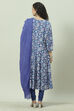 Blue Cotton Kalidar Kurta Churidar Suit Set image number 4