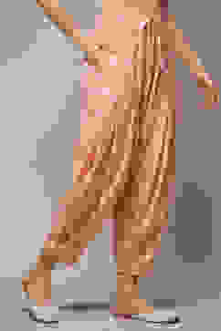 Peach & White Cotton Printed Relaxed Salwar image number 4