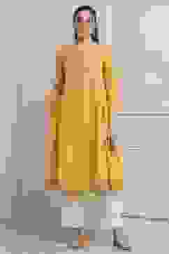 Yellow Polyester Flared Kurta Pants Set image number 7