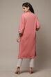 Peach Acrylic Straight Yarndyed Kurta image number 2