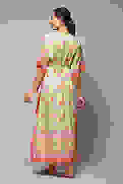 Sea Green Cotton Printed Kaftan image number 4