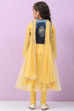 Mustard Yellow Art Silk Anarkali with Jacket Kurta Churidar Suit Set image number 5