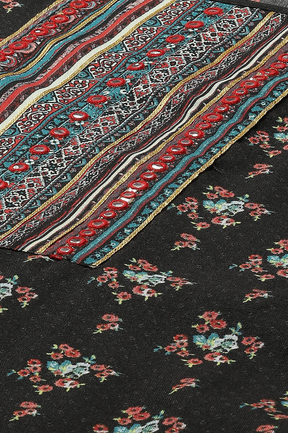 Black Linen Blend Straight Suit set image number 1