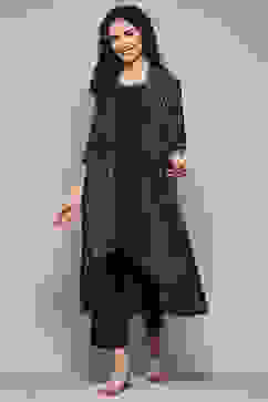 Carbon Black LIVA Straight Printed Suit Set image number 0