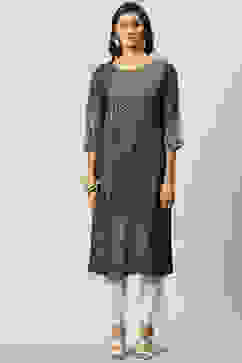 Blue Rayon Straight Printed Kurta image number 5