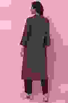 Blue Rayon A-Line Printed Kurta image number 3