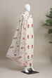 White Cotton Printed Embroidered Unstitched Suit Set image number 4