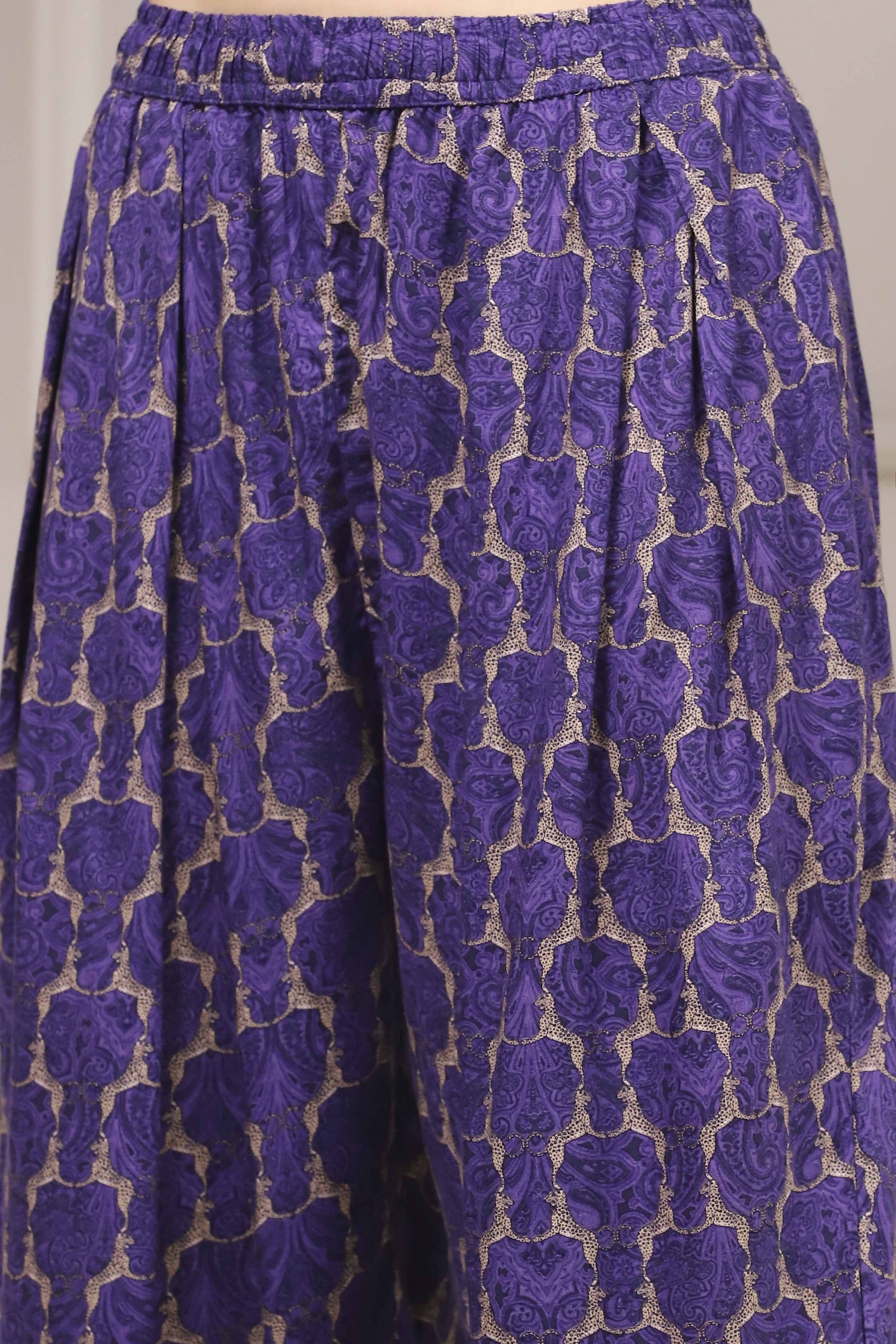 Indigo Blue Printed Straight Suit Set image number 2