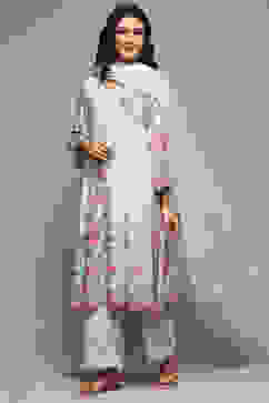 Steel Blue Rayon Straight Kurta Palazzo Suit Set image number 0