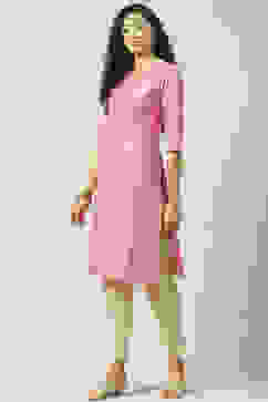 Pink Art Silk Straight Kurta image number 2