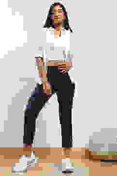 Navy Cotton Blend Narrow Pants image number 0