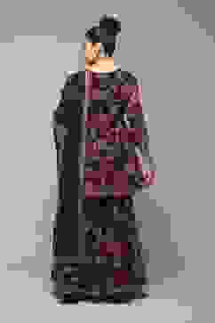 Black Floral Printed Flared Kurti & Garara Suit Set image number 4