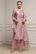 Old Rose Art Silk Embroidered Straight Suit Set