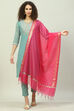 White Cotton Blend Yarndyed Dupatta image number 0
