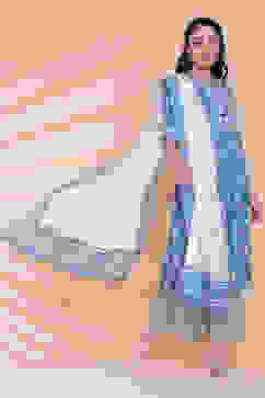 Blue Cotton Kalidar Kurta Palazzo Suit Set image number 7