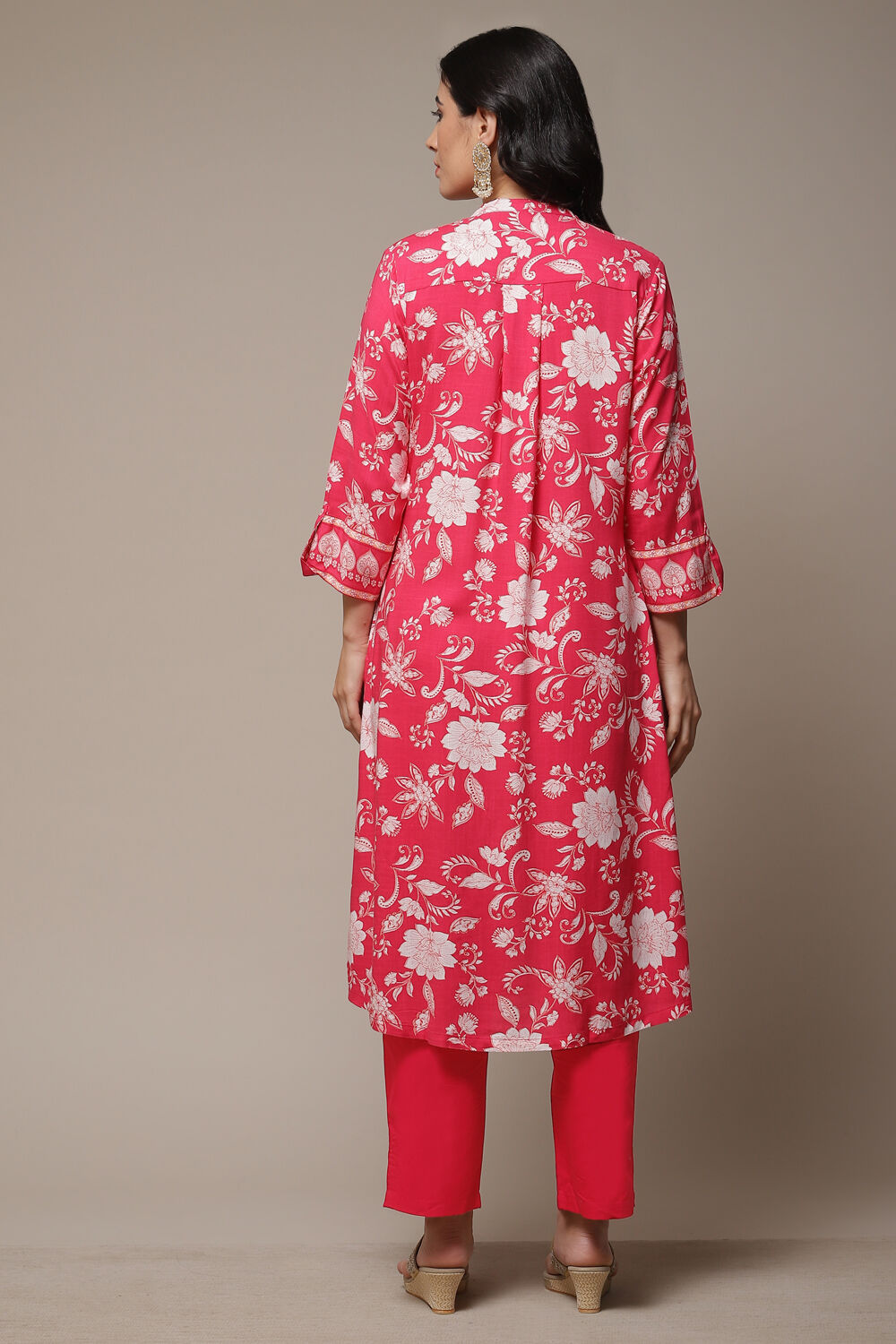 Sky Blue LIVA Straight Printed Kurta image number 2