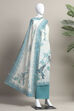 Blue Linen Unstitched Suit Set image number 4