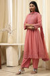 Pink Embroidered Flared Suit Set image number 3
