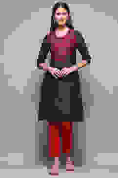 Blue Cotton Straight Printed Kurta image number 5