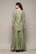 Sap Green Cotton Blend Straight Kurta Garara Suit Set image number 4