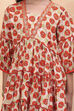 Orange Viscose Floral Printed Festive Tiered Suit Set image number 1