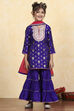 Purple Brocade Yarndyed Straight Sharara Suit Set image number 6