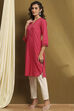 Pink Cotton Blend Solid Straight Kurta image number 2