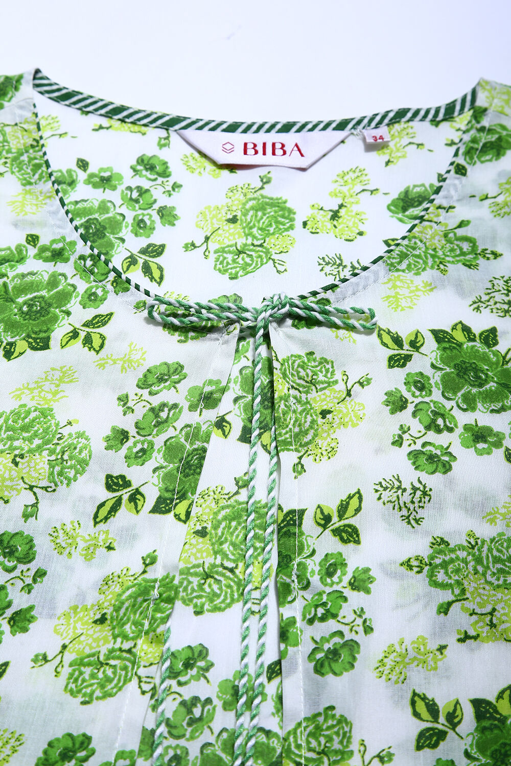 White And Green Cotton Double Layered Kurta image number 1