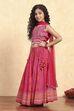 Pink Cotton Printed Fitted Lehenga Set image number 3