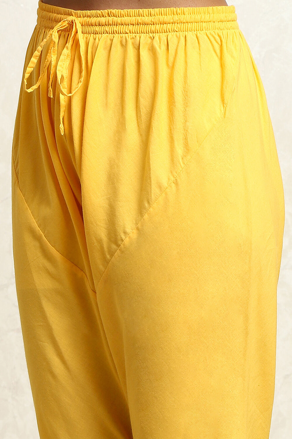 Yellow Blue Printed Cotton Anarkali Suit Set image number 2