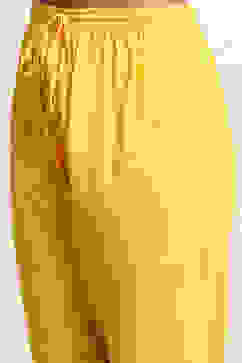 Yellow Blue Printed Cotton Anarkali Suit Set image number 2