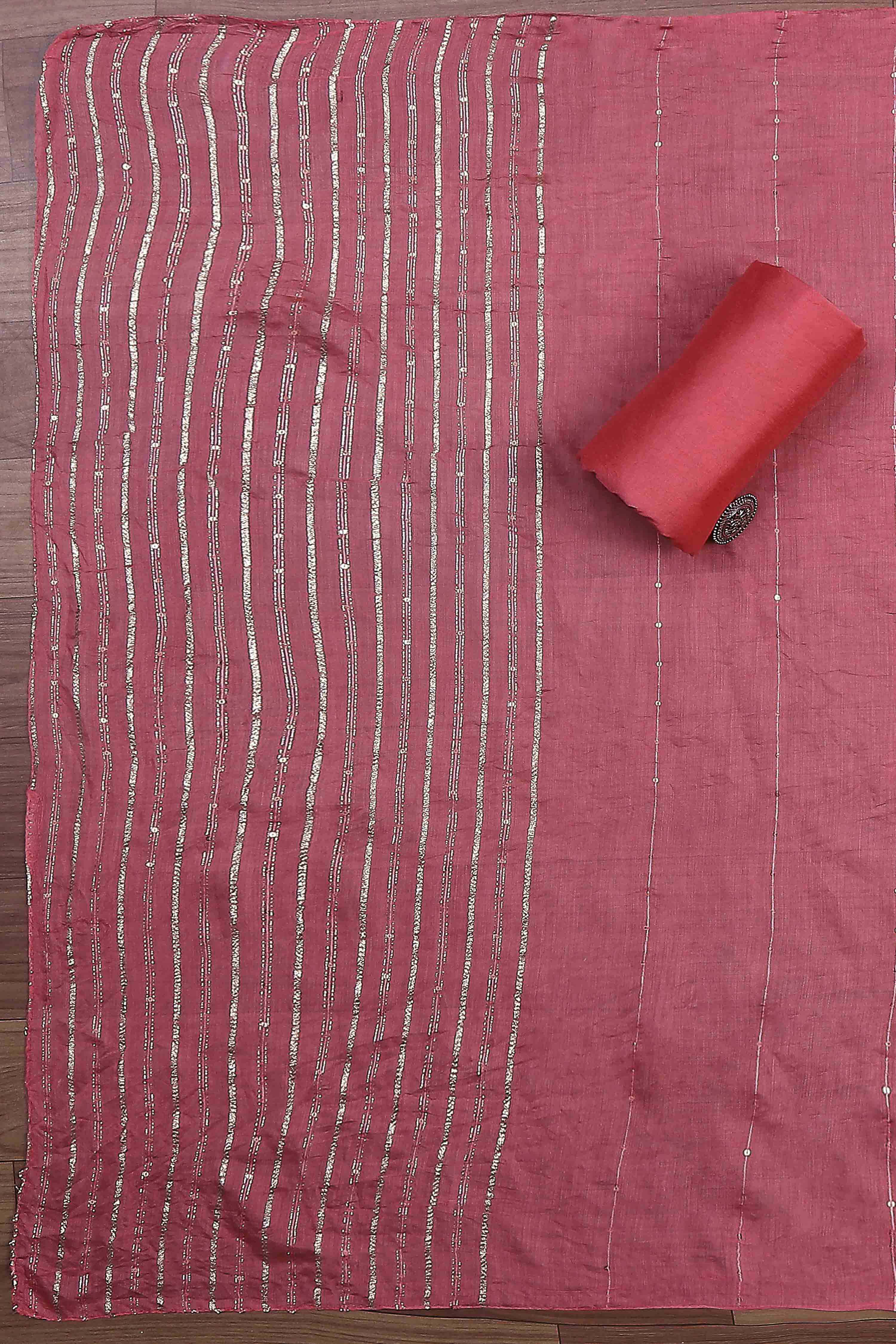 Old-Rose Modal Rajasthani Print Unstitched Suit Set image number 3